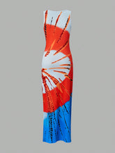 SXY Women's Color Block Tie-Dye Printed Dress